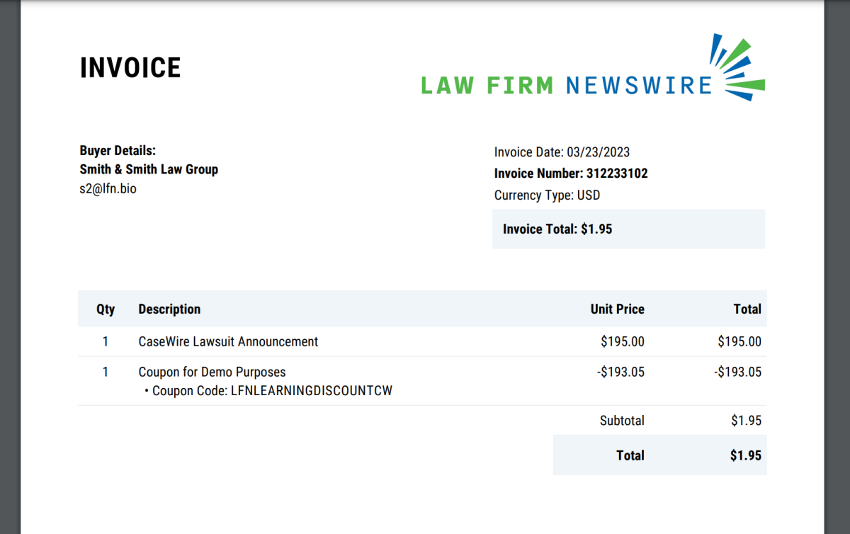 Casewire Invoice Example